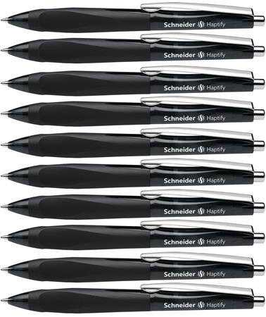 Guľôčkové pero, 0,5mm, stláčací mechanizmus, SCHNEIDER "Haptify", čierne 4