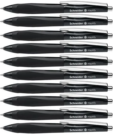 Guľôčkové pero, 0,5mm, stláčací mechanizmus, SCHNEIDER "Haptify", čierne 4