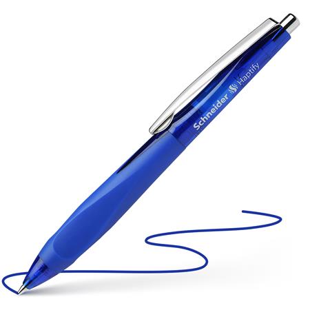 Guľôčkové pero 0,5 mm, stláčací mechanizmus, tmavomodré telo, SCHNEIDER "Haptify", tmavomodré