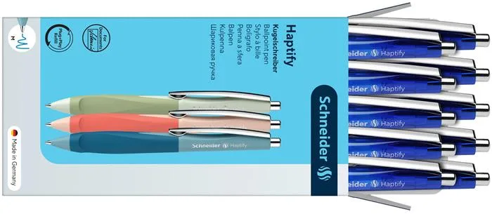 Guľôčkové pero 0,5 mm, stláčací mechanizmus, tmavomodré telo, SCHNEIDER "Haptify", tmavomodré 5
