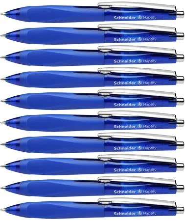 Guľôčkové pero 0,5 mm, stláčací mechanizmus, tmavomodré telo, SCHNEIDER "Haptify", tmavomodré 4