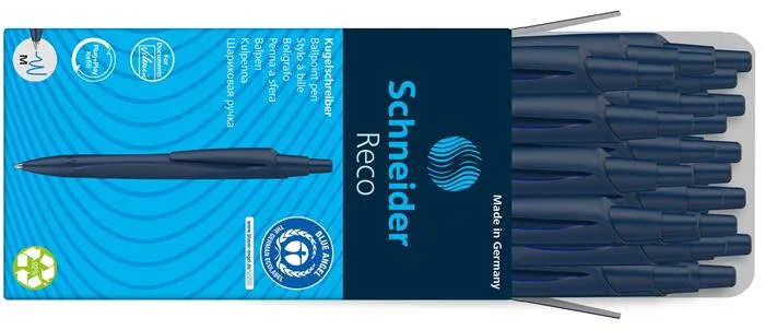 Guľôčkové pero, 0,5 mm, SCHNEIDER "Reco M", modrá, s náplňou 0,5 mm,"Eco 725 M", modrá 7
