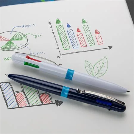 Guľôčkové pero, 0,5 mm, stláčací mechanizmus, 4-farebné, SCHNEIDER "Take 4", tmavomodrá 7