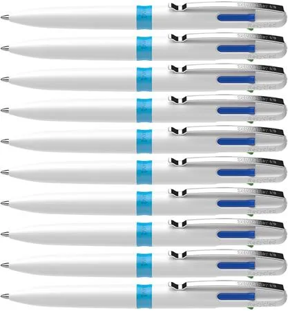 Guľôčkové pero, 0,5 mm, stláčací mechanimus, 4-farebné, SCHNEIDER "Take 4", biela 4