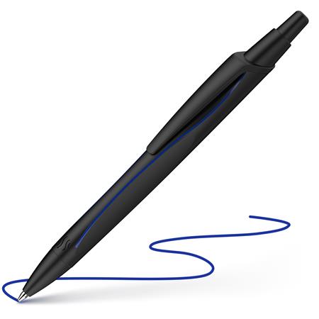 Gulôčkové pero, 0,5 mm, stláčací mechanizmus, čierna farba tela, SCHNEIDER „Reco”, modré