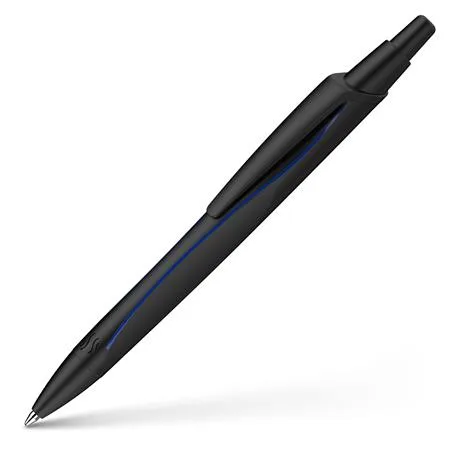 Gulôčkové pero, 0,5 mm, stláčací mechanizmus, čierna farba tela, SCHNEIDER „Reco”, modré 5