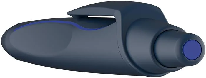 Gulôčkové pero, 0,5 mm, stláčací mechanizmus, tmavomodrá farba tela, SCHNEIDER „Reco”, modré 3