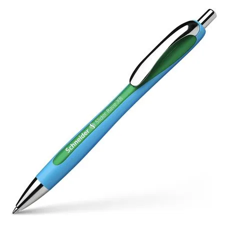 Guľôčkové pero, 0,7 mm, stláčací mechanizmus, SCHNEIDER "Slider Rave", zelené 5