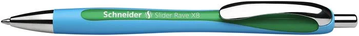 Guľôčkové pero, 0,7 mm, stláčací mechanizmus, SCHNEIDER "Slider Rave", zelené 2