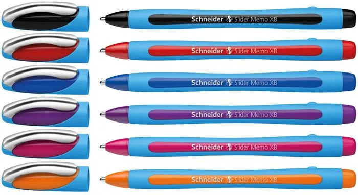 Guľôčkové pero, sada, 0,7 mm, s vrchnákom, SCHNEIDER "Slider Memo XB", mix farieb