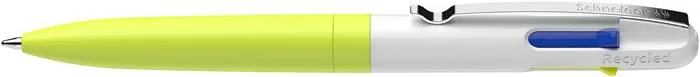 Guľôčkové pero, 0,5 mm, stláčací mechanizmus, 4 farby, SCHNEIDER "Take 4 Neon", žlté-biele 2