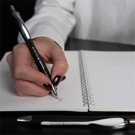 Guľôčkové pero, 0,7 mm, stláčací mechanizmus, SCHNEIDER "Slider Rave XB", čierne, modré 6