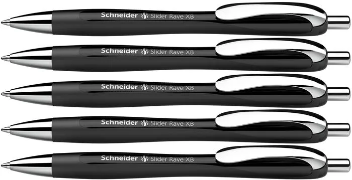 Guľôčkové pero, 0,7 mm, stláčací mechanizmus, SCHNEIDER "Slider Rave XB", čierne, modré 4
