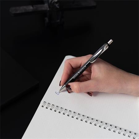 Guľôčkové pero, 0,7 mm, stláčací mechanizmus, SCHNEIDER "Slider Rave XB", čierne, modré 7