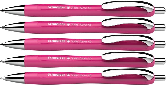Guľôčkové pero, 0,7 mm, stláčací mechanizmus, SCHNEIDER "Slider Rave XB", magenta 4
