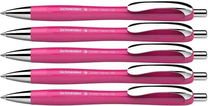 Guľôčkové pero, 0,7 mm, stláčací mechanizmus, SCHNEIDER "Slider Rave XB", magenta 4