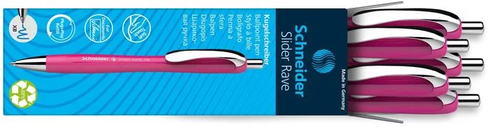 Guľôčkové pero, 0,7 mm, stláčací mechanizmus, SCHNEIDER "Slider Rave XB", magenta 3