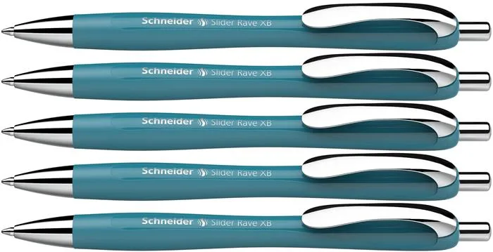 Guľôčkové pero, 0,7 mm, stláčací mechanizmus, SCHNEIDER "Slider Rave XB", tyrkysové 3