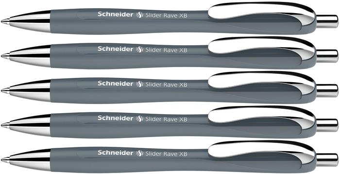 Guľôčkové pero, 0,7 mm, stláčací mechanizmus, SCHNEIDER "Slider Rave XB", sivé 4