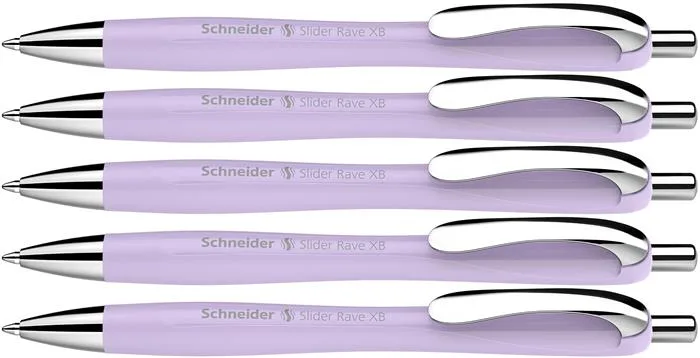 Guľôčkové pero, 0,7 mm, stláčací mechanizmus, SCHNEIDER "Slider Rave XB", svetlofialové 4
