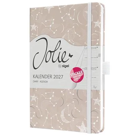 Diár, A5, týždenný, 2027, tvrdá obálka, SIGEL "Jolie", Cosmic Fantasy Beige 2
