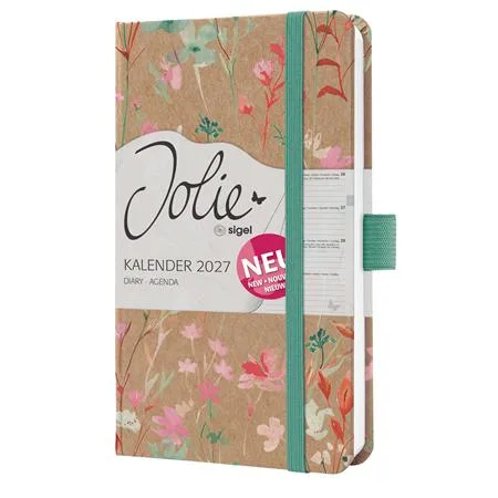 Diár, A6, týždenný, 2027, tvrdá obálka, SIGEL "Jolie", Green Floral Serenity 2