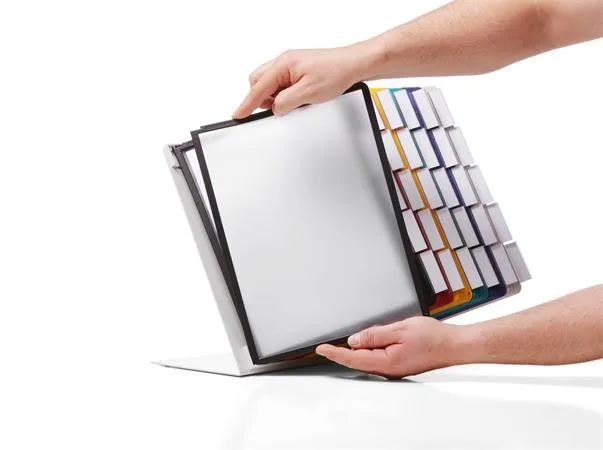 Držiak na prezentačné tabule, stolový, 30 ks prezentačných tabúľ, DURABLE "VARIO® TABLE", mix farieb 3