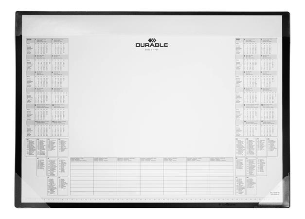 Podložka na stôl, 600x430 mm, PP, s ročným kalendárom, DURABLE, čierna 2