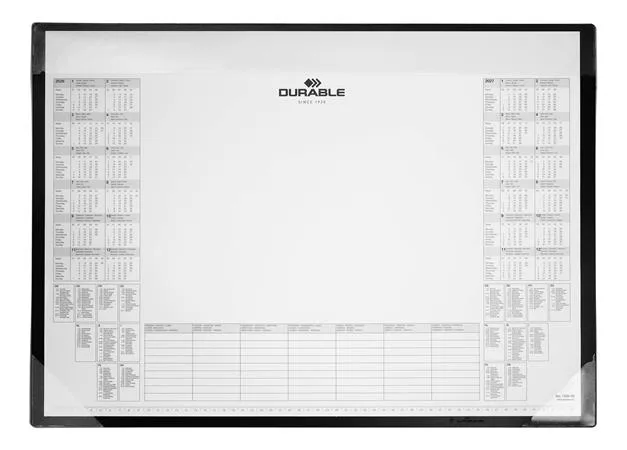 Podložka na stôl, 600x430 mm, PP, s ročným kalendárom, DURABLE, čierna 2