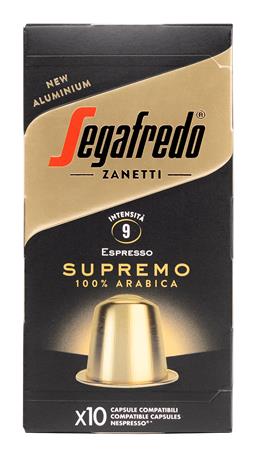 Kávové kapsule, kompatibilné s Nespresso®, 10 ks, SEGAFREDO "Supremo"