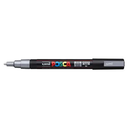 Dekoračný popisovač, 0,9-1,3 mm, UNI "Posca PC-3M", strieborný