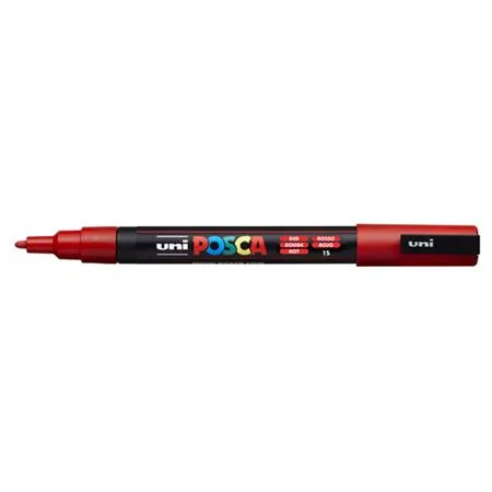 Dekoračný popisovač, 0,9-1,3 mm, UNI "Posca PC-3M", červený 2