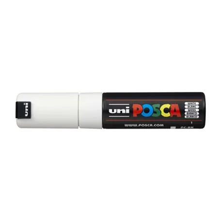 Dekoračný popisovač, 8 mm, UNI "Posca PC-8K", biely 2