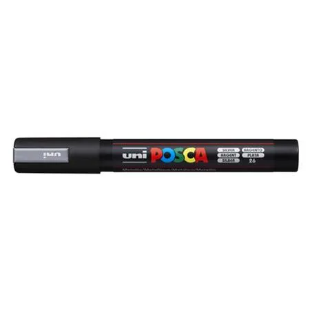 Dekoračný popisovač, 1,8-2,5 mm, UNI "Posca PC-5M", strieborný (26) 2