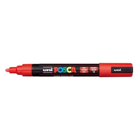 Dekoračný popisovač, 1,8-2,5 mm, UNI "Posca PC-5M", červený (15) 2