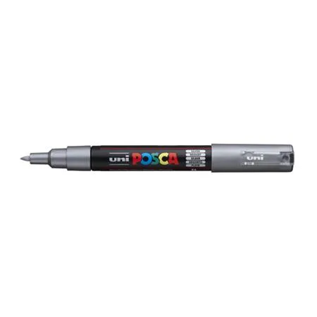 Dekoračný popisovač, 0,7-1,0 mm, UNI "Posca PC-1M", strieborný 2