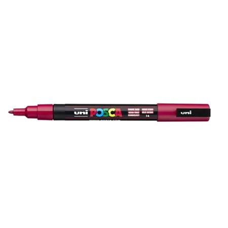 Dekoračný popisovač, 0,9-1,3 mm, UNI "Posca PC-3M", tmavočervená 2