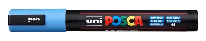 Dekoračný popisovač, 1,8-2,5 mm, UNI "Posca PC-5M", sky modrý (48)
