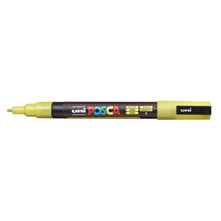 Dekoračný popisovač, 0,9-1,3 mm, UNI "Posca PC-3ML", lesklá žltá 2