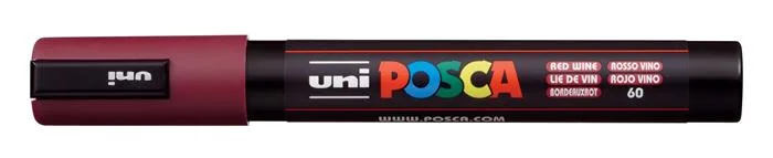 Dekoračný popisovač, 1,8-2,5 mm, UNI "Posca PC-5M", vínovo červený (60)