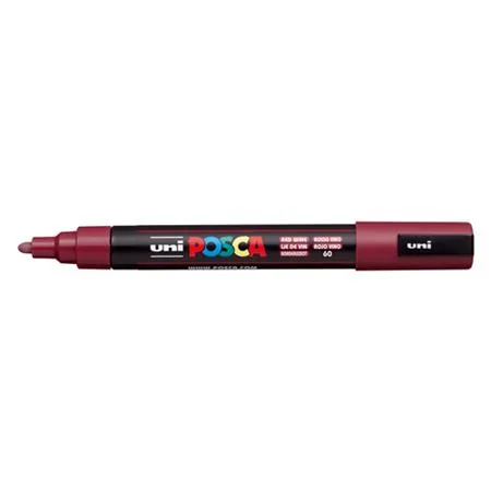 Dekoračný popisovač, 1,8-2,5 mm, UNI "Posca PC-5M", vínovo červený (60) 2