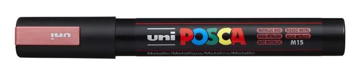 Dekoračný popisovač, 1,8-2,5 mm, UNI "Posca PC-5M", metalický červenáý (15)