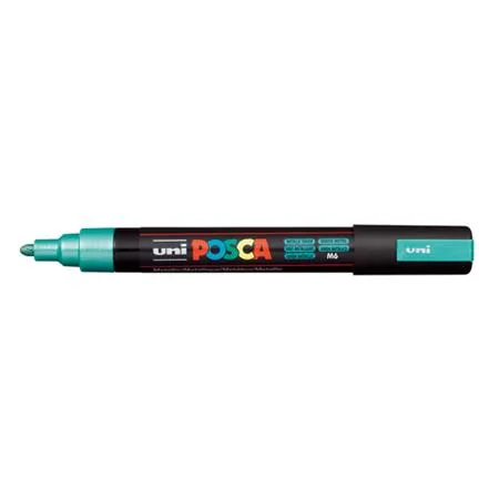 Dekoračný popisovač, 1,8-2,5 mm, UNI "Posca PC-5M", metalický zelený (M6) 2