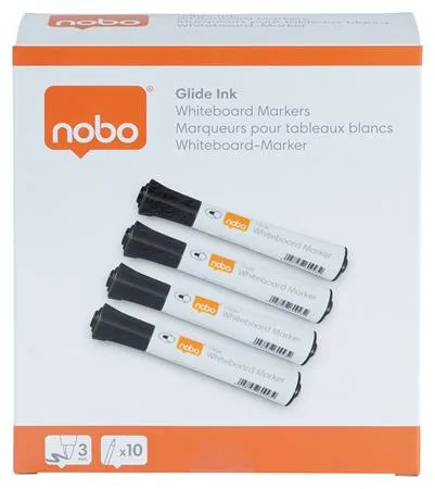 Popisovač na tabule, kužeľový hrot, 2 mm, 10 ks, NOBO "Glide", čierna 6