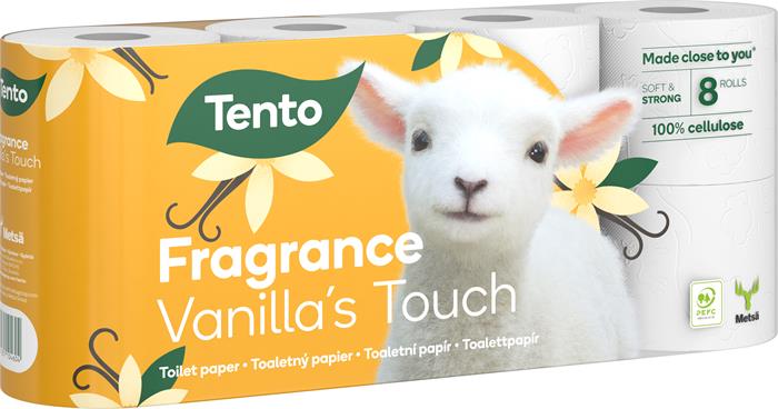 Toaletný papier, 3-vrstvový, malý kotúč, 8 kotúčov, TENTO "Vanilla`s Touch", biely