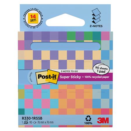 Samolepiaci bloček, "Z", s dávkovačom, 76x76 mm, 90 listov, 3M POSTIT "Super Sticky", pastelovo modrý 2