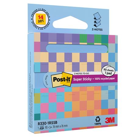 Samolepiaci bloček, "Z", s dávkovačom, 76x76 mm, 90 listov, 3M POSTIT "Super Sticky", pastelovo modrý 3