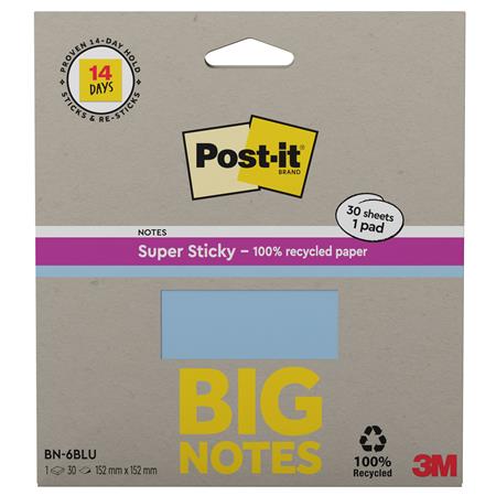 Samolepiaci bloček, 152x152 mm, 30 listov, 3M POSTIT "Super Sticky", modrý 3