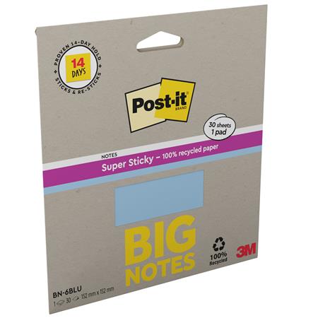 Samolepiaci bloček, 152x152 mm, 30 listov, 3M POSTIT "Super Sticky", modrý