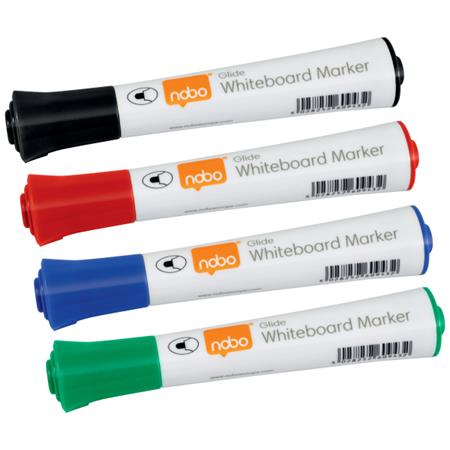 Popisovače na tabule a flipchartové bloky, 3 mm, kužeľový hrot, NOBO "Glide", 4 rôzne farby